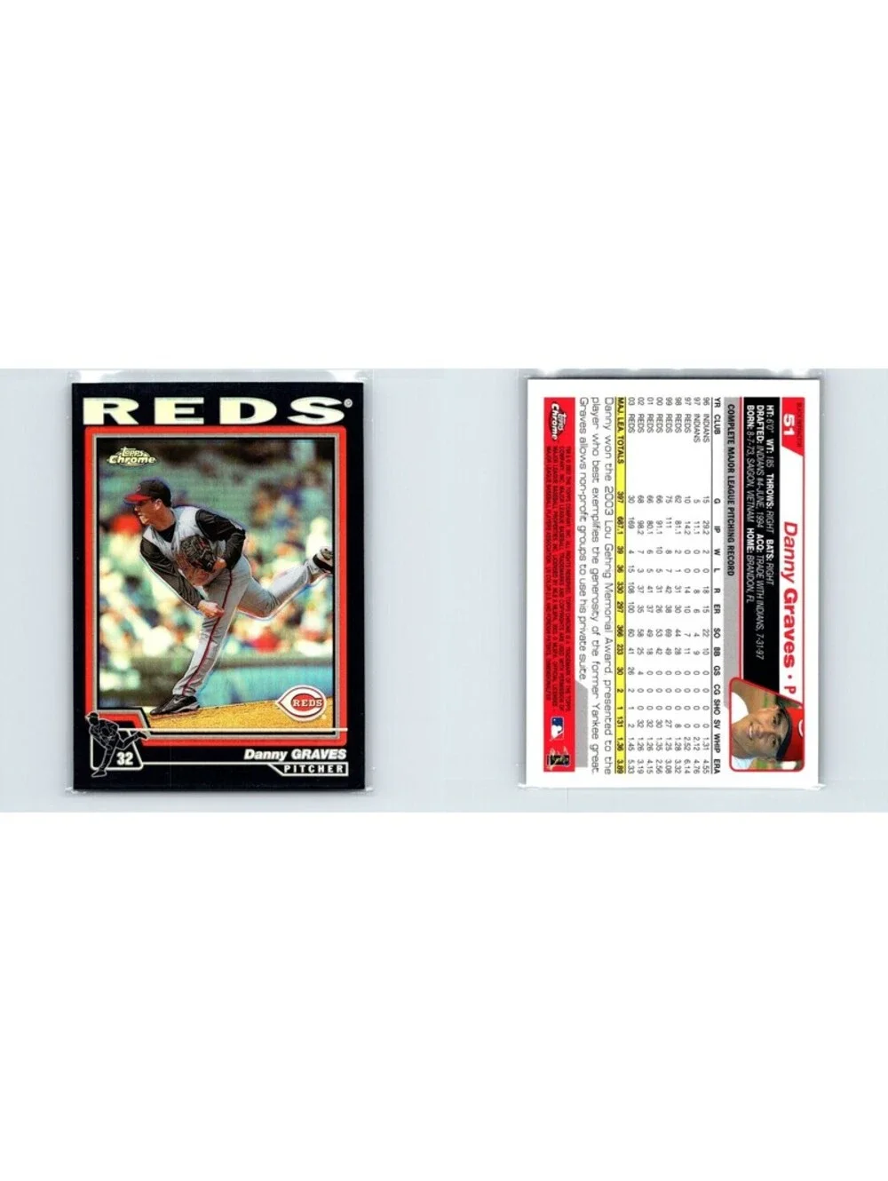 2004 Topps Chrome Danny Graves #51 Black Refractor Cincinnati Reds